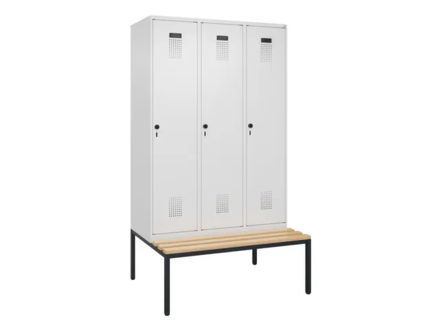 locker met bank,voor scheiding van kleding,HxBxD 2120x1200x815mm,3vak