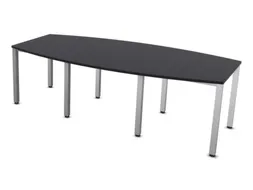 vergadertafel HxBxD 74x240x120cm vatvormig CC-zwart 4voeten Alu
