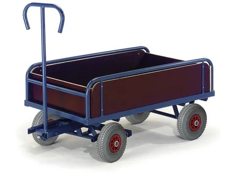 Handtrekwagen 400kg 1130x635mm Luchtbanden Ral5010 Houten Wanden