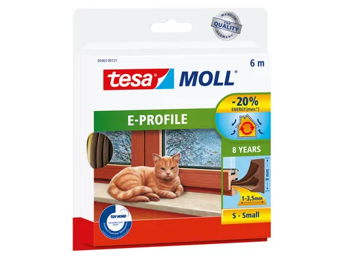 Tochtstrip Tesa Moll 05463 E profiel 9mmx6m bruin