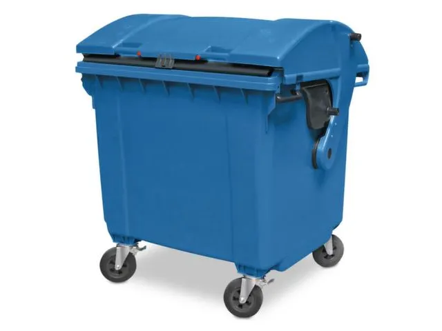 Conteneur à déchets grande capacité couvercle coulissant 1100L bleu