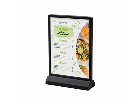 Verlichte Tafelstandaard T-Stand LED Dubbelzijdig A5 Zwart