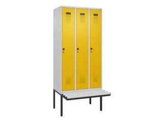 locker met bank,HxBxD 2120x900x815mm,3vak,vak B 300mm,draaigrendel - 2