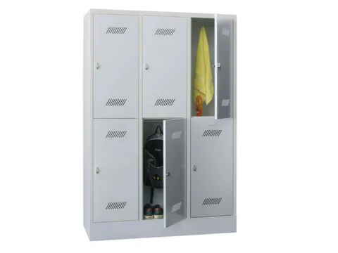 dubbeldekse locker,HxBxD 1850x1200x500mm,3x2vak.,RAL7035,front RAL7016