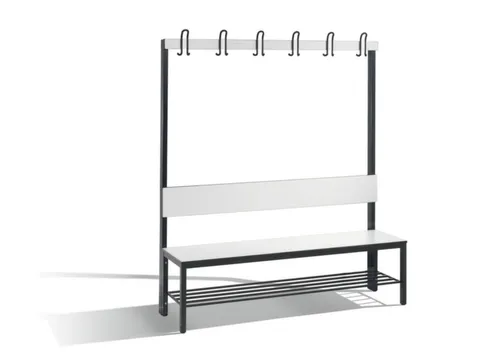 omkleedbank,HxLxD 1650x1500x407mm,HPL wit,frame staal RAL7021