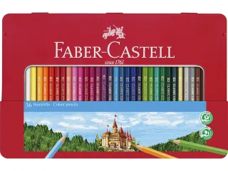Kleurpotlood Faber-Castell Castle zeskantig metalen etui met 36 stuks - 1
