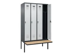 locker met bank,voor scheiding van kleding,HxBxD 2120x1200x815mm,4vak
