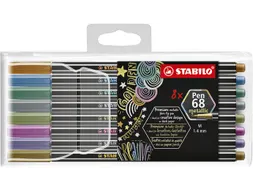 Viltstift STABILO Pen 68/8 medium metallic assorti etui à 8 stuks