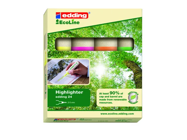 EcoLine 24 Markeerstift, Beitelvormige Punt, 2 - 5 mm, Assorti
