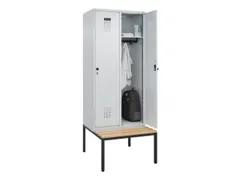 locker met bank,HxBxD 2120x800x815mm,2vak,vak B 400mm,draaigrendel