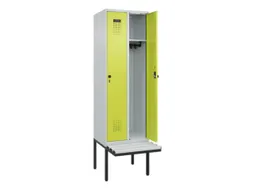 locker met bank,HxBxD 2120x600x815mm,2vak,vak B 300mm,draaigrendel