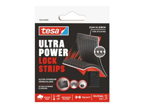Klittenband tesa Ultra PowerLock Strips 50x25mm 2 strips zwart