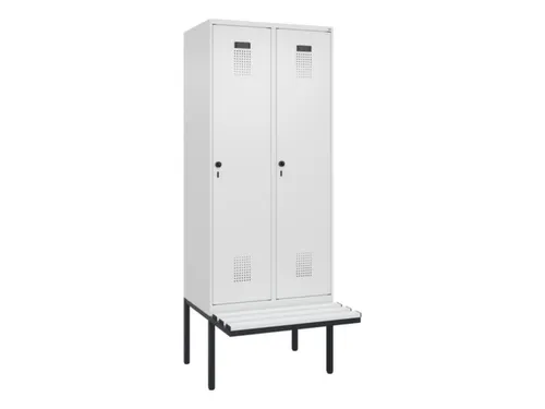 locker met bank,HxBxD 2120x800x815mm,2vak,vak B 400mm,draaigrendel
