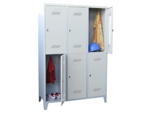 Garderobekast 1850x1230x500mm 3x2 Vakken Klinksluiting Poten Ral7035