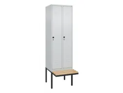 locker met bank,HxBxD 2120x600x815mm,2vak,vak B 300mm,draaigrendel