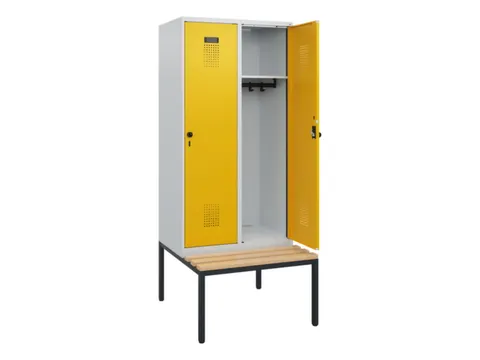 locker met bank,HxBxD 1950x800x815mm,2vak,vak B 400mm,draaigrendel