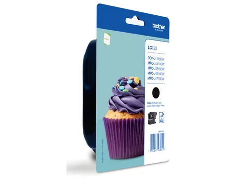 Brother LC-123BKBP zwarte inktcartridge. Elke cartridge print 600 pagi
