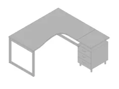 Bureauset Bureau Staand Ladeblok Rechts 730x1600x1650mm Grijs Zilver