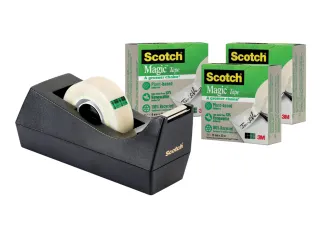 Plakbandhouder Scotch C38 recycled zwart + 3rol magic tape 900 19mmx33 - 3