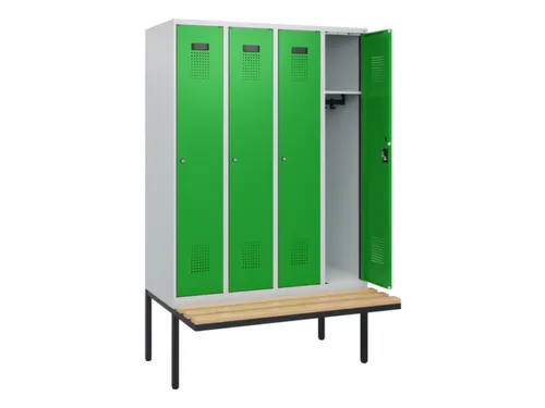 locker met bank,HxBxD 1950x1200x815mm,4vak,vak B 300mm,cilinderslot