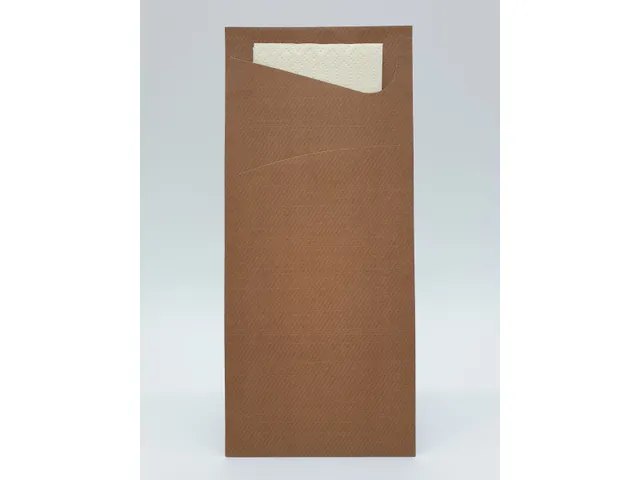 Duni Bestekzakje 8,5x19cm Café met crèmekleurig servet 500 Stuks