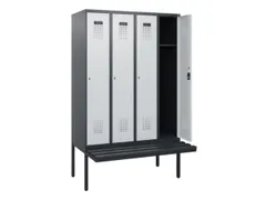 locker met bank,HxBxD 1950x1200x815mm,4vak,vak B 300mm,cilinderslot