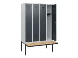 locker met bank,HxBxD 1950x1200x815mm,4vak,vak B 300mm,cilinderslot