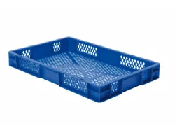 Euronorm-stapelbak 14.5l 75x600x400mm Wanden/bodem Opengewerkt Blauw