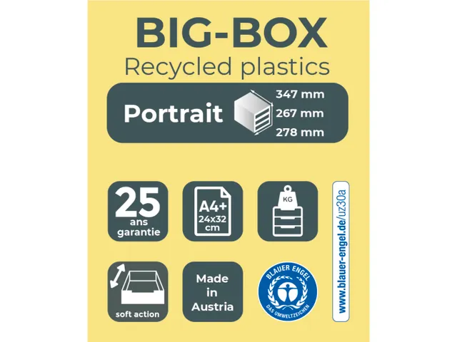 Module de classement Big Box 4 tiroirs Glossy - Noir brillant