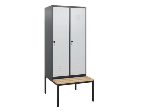 locker met bank,HxBxD 1950x800x815mm,2vak,vak B 400mm,draaigrendel