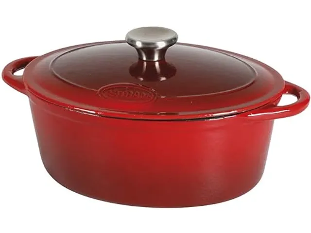 Sitram Tradifonte gietijzeren Braadpan met deksel ovaal 33x25cm Rood