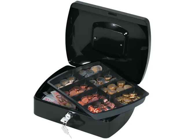 Geldkoffer Zwart 255x200x85mm Inclusief 2 Sleutels