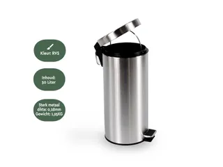 Pedaalemmer BRASQ 30 liter rvs - 4