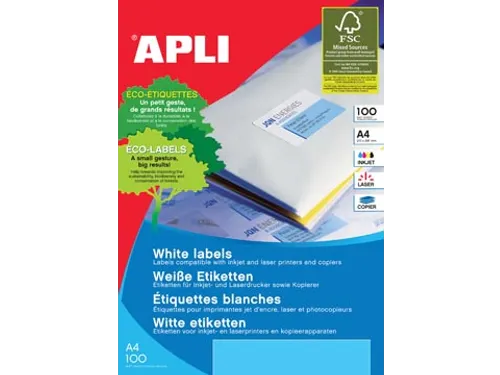 Apli Witte Etiketten A4 199.6x289.1mm