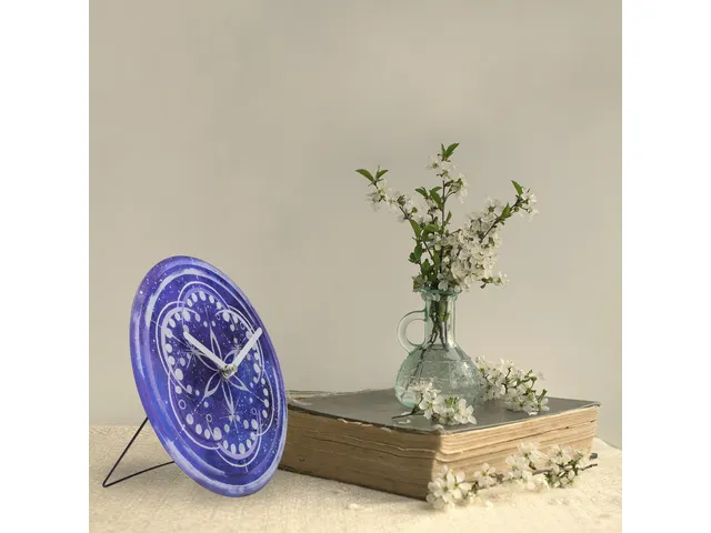 Horloge de Table/Murale 20 cm-Silent-Indigo-Verre Trempé-NeXtime Cosm