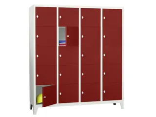lockerkast,HxBxD 1850x1600x500mm,4x5vakken,RAL7035,front RAL3000 - 2