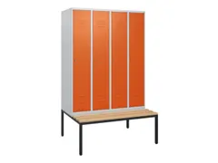 locker met bank,HxBxD 1950x1200x815mm,4vak,vak B 300mm,cil.-slot