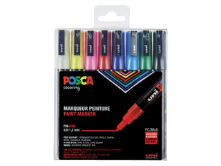 Verfstift Posca PC3M Fijne punt 0,9-1,3mm Assorti Set à 8 Stuks - 1