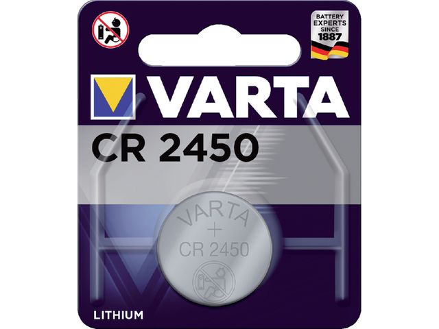 Batterij Varta knoopcel CR2450 lithium blister à 1 stuk | VoordeligeBatterijen.nl