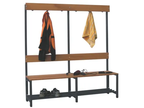 Omkleedbank LxB 1500x400mm Houten Latten Schoenenrek Haken RAL7016