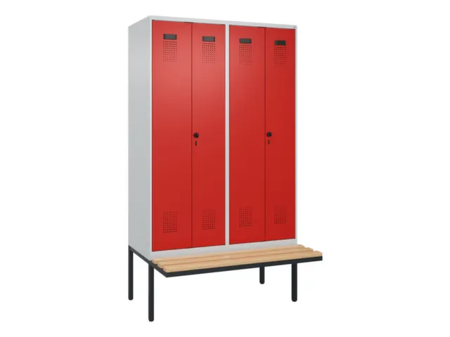 locker met bank,voor scheiding van kleding,HxBxD 2120x1200x815mm,4vak