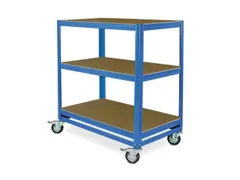Etagewagen,Draagverm. 150Kg,3Etage(S),Houten Legbordetage,Blauw