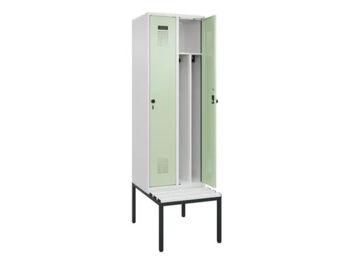 locker met bank,voor scheiding van kleding,HxBxD 2120x600x815mm,2vak