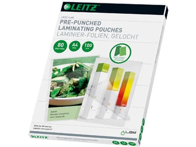 Leitz iLAM lamineerhoezen met perforatieband A4 80 micron 100 stuks
