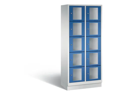 Lockerkast 1800x810x500mm 2x5 vakken Cilinderslot, Sokkel, RAL5010