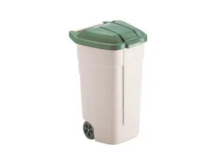 Verrijdbare vuilcontainer 100 liter HxLxB 850x530x510mm beige/groen - 1