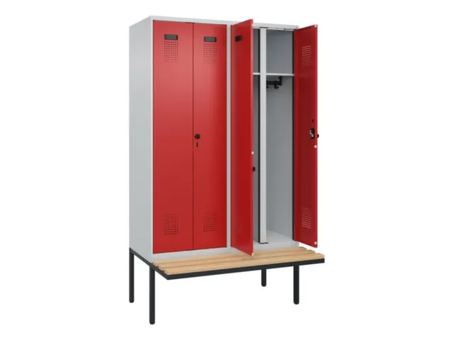 locker met bank,voor scheiding van kleding,HxBxD 2120x1200x815mm,4vak