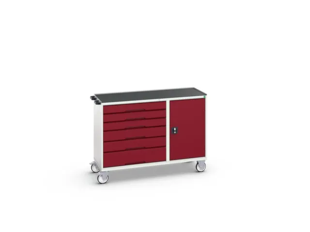 montagetafel 965x1300x550mm staalblad 6 laden kast front RAL3004