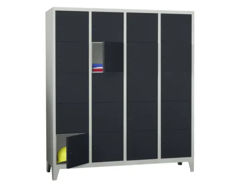 lockerkast,HxBxD 1850x1600x500mm,4x5vakken,RAL7035,front RAL7016