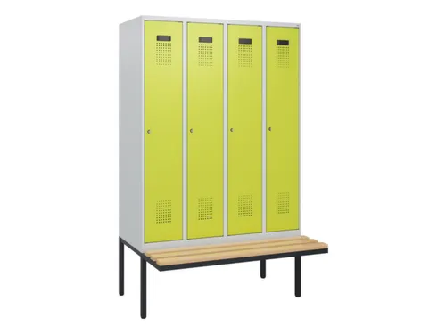locker met bank,HxBxD 1950x1200x815mm,4vak,vak B 300mm,cilinderslot